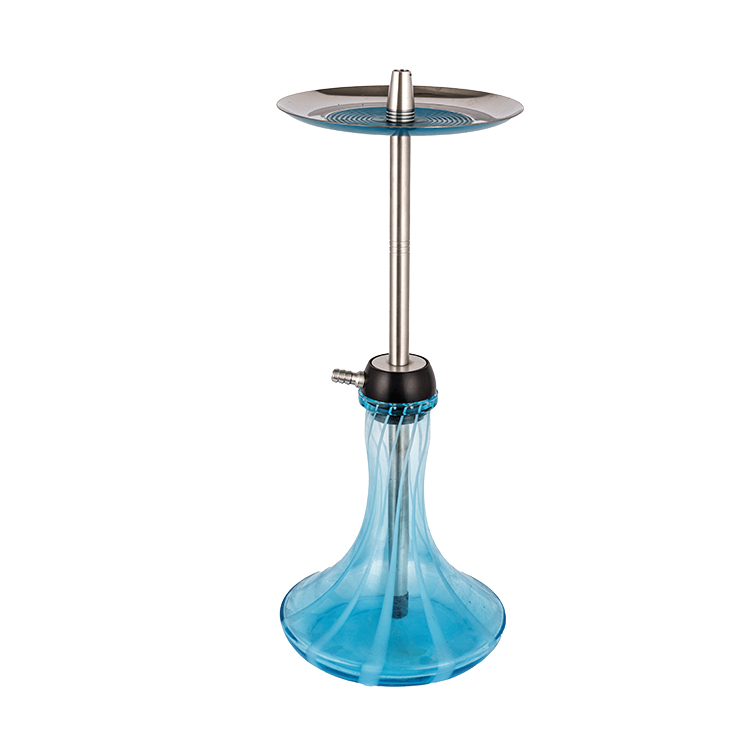 Pom en verre à motifs bleu + chicha monotrou en acier inoxydable 56cm