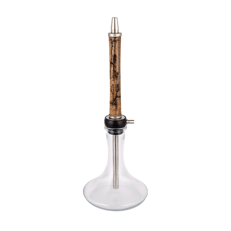 Bois de verre transparent + Pom + Tube en bois inox-2 chicha monotrou 58 cm