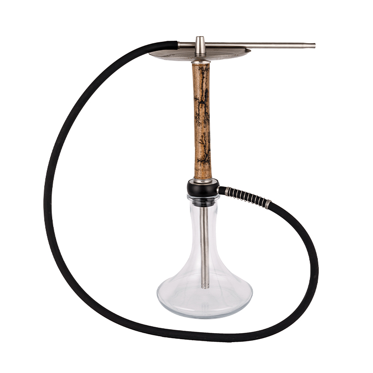 Bois de verre transparent + Pom + Tube en bois inox-2 chicha monotrou 58 cm