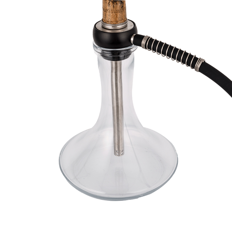 Bois de verre transparent + Pom + Tube en bois inox-2 chicha monotrou 58 cm