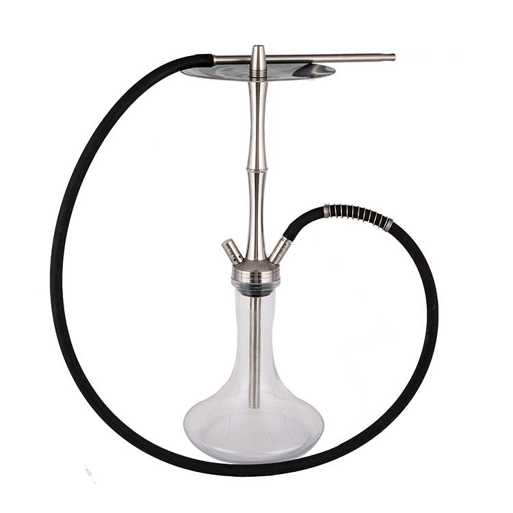 Chicha à deux trous en verre transparent argenté en acier inoxydable 58 cm