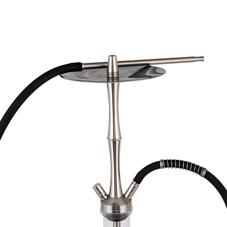 Chicha à deux trous en verre transparent argenté en acier inoxydable 58 cm